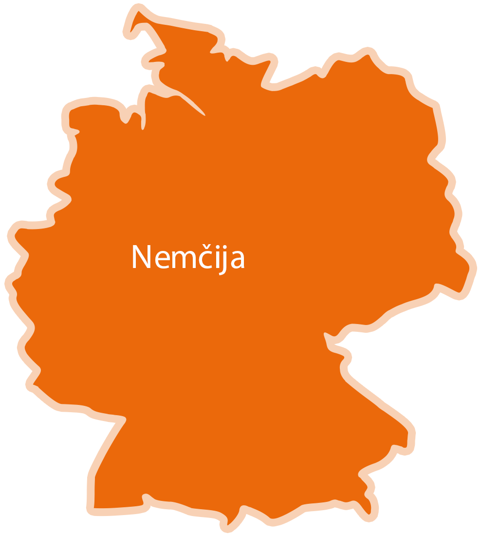 Silhueta zemljevida z napisom "Nemčija".