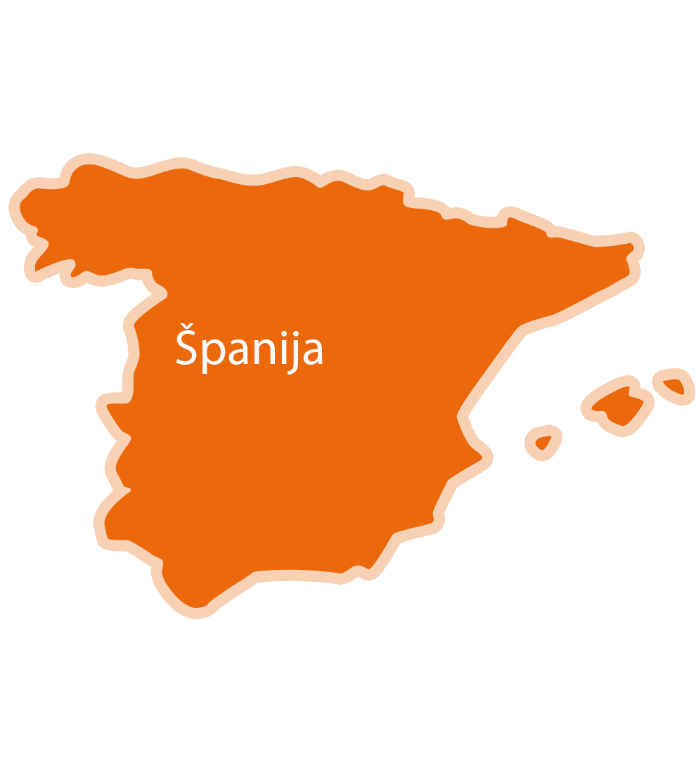 Zemljevid Španije z napisom "España".