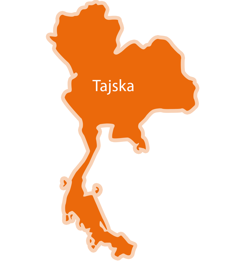 Silhueta zemljevida regije z imenom "Tajkska" v sredini.