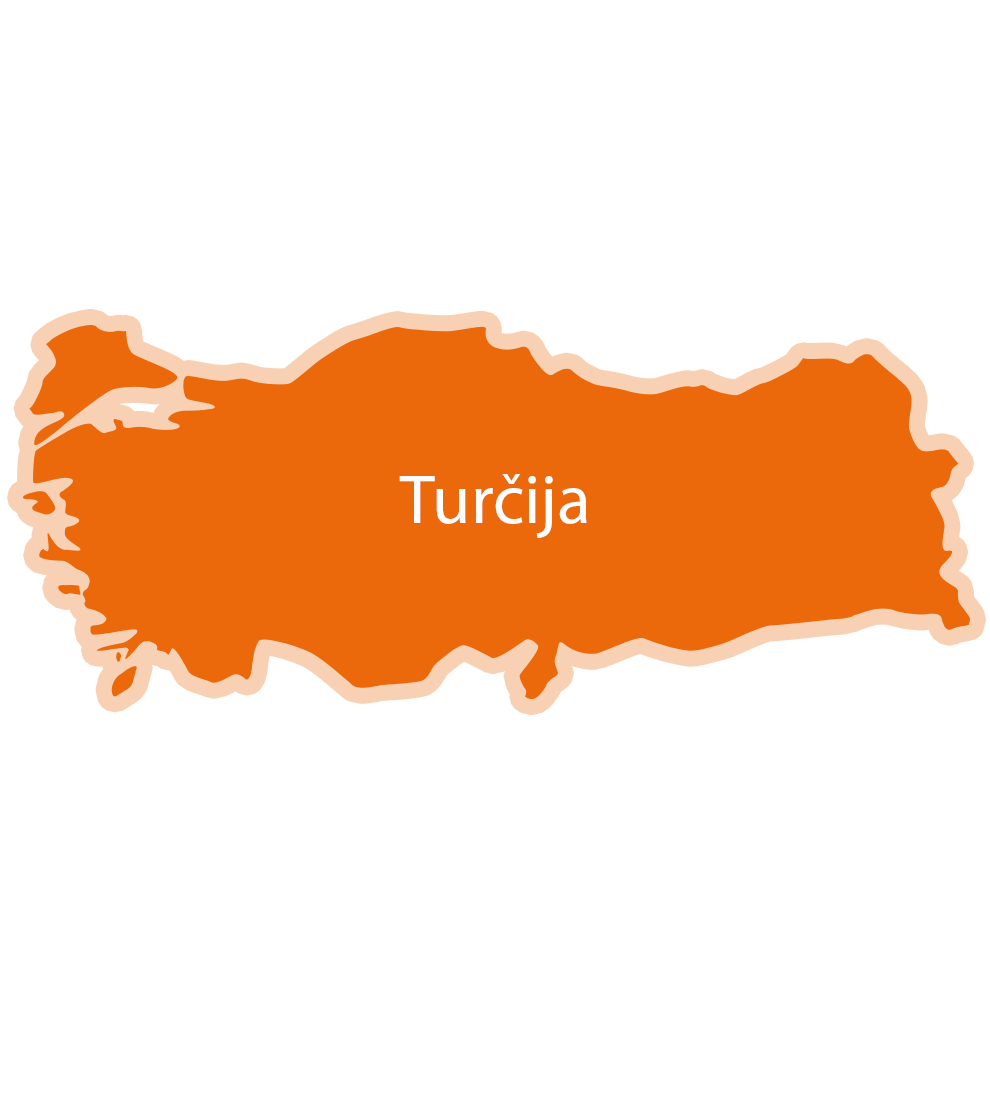 Poenostavljen zemljevid Turčije z glavnim mestom Ankara, ki je označeno z modro barvo.