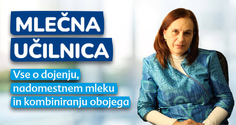 Ženska v modri vzorčeni srajci je postavljena ob bok krepkemu besedilu v tujem jeziku, ki nakazuje na strokovni ali informacijski kontekst.